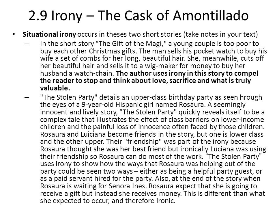 dramatic irony in the cask of amontillado